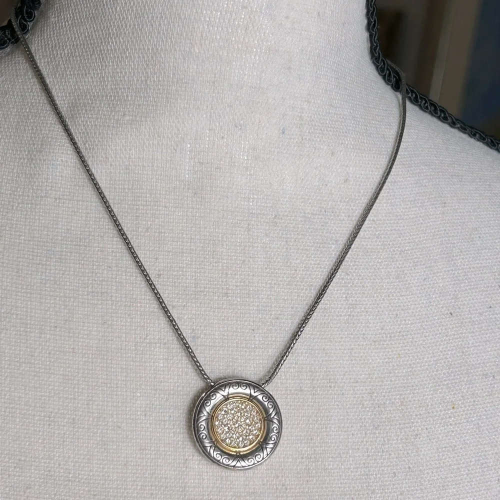 Brighton Sun Drop Necklace Two-tone Silver Plated Crystals 19